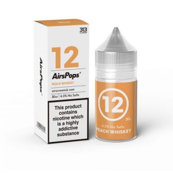 The Tobacco Shop in Hartenbos, GreatBrak & Oudtshoorn AirsPops 4% N/SALT "12" PEACH WHISKEY AirsPops AL12 Pack Size: 5x 30ml Pod Device Liquid AirsPops 4% N/SALT