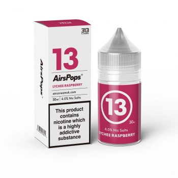 The Tobacco Shop in Hartenbos, GreatBrak & Oudtshoorn AirsPops 4% N/SALT "13" LYCHEE RASPBERRY AirsPops AL13 Pack Size: 5x 30ml Pod Device Liquid AirsPops 4% N/SALT