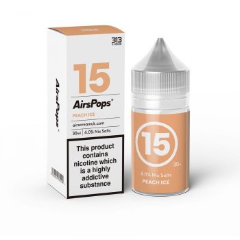 The Tobacco Shop in Hartenbos, GreatBrak & Oudtshoorn AirsPops 4% N/SALT "15" PEACH ICE AirsPops AL15 Pack Size: 5x 30ml Pod Device Liquid AirsPops 4% N/SALT