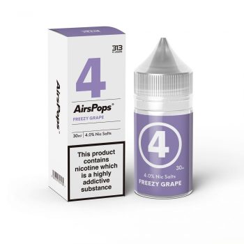 The Tobacco Shop in Hartenbos, GreatBrak & Oudtshoorn AirsPops 4% N/SALT "4" FREEZY GRAPE AirsPops AL03 Pack Size: 5x 30ml Pod Device Liquid AirsPops 4% N/SALT