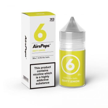 The Tobacco Shop in Hartenbos, GreatBrak & Oudtshoorn AirsPops 4% N/SALT "6" ZESTY LEMON AirsPops AL05 Pack Size: 5x 30ml Pod Device Liquid AirsPops 4% N/SALT